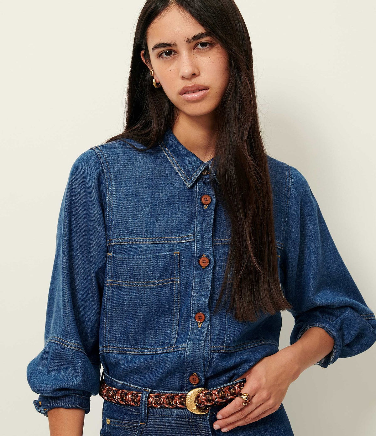 Sessun Leone Camisa Denim Blue