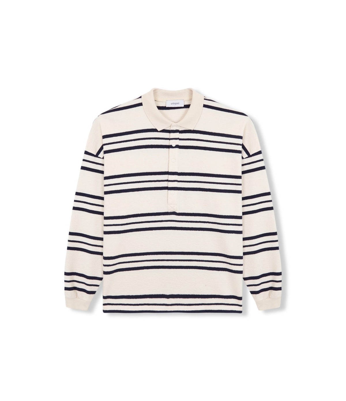 Unfeigned Long Sleeve Oversized Polo Terry Dark Navy Stripes