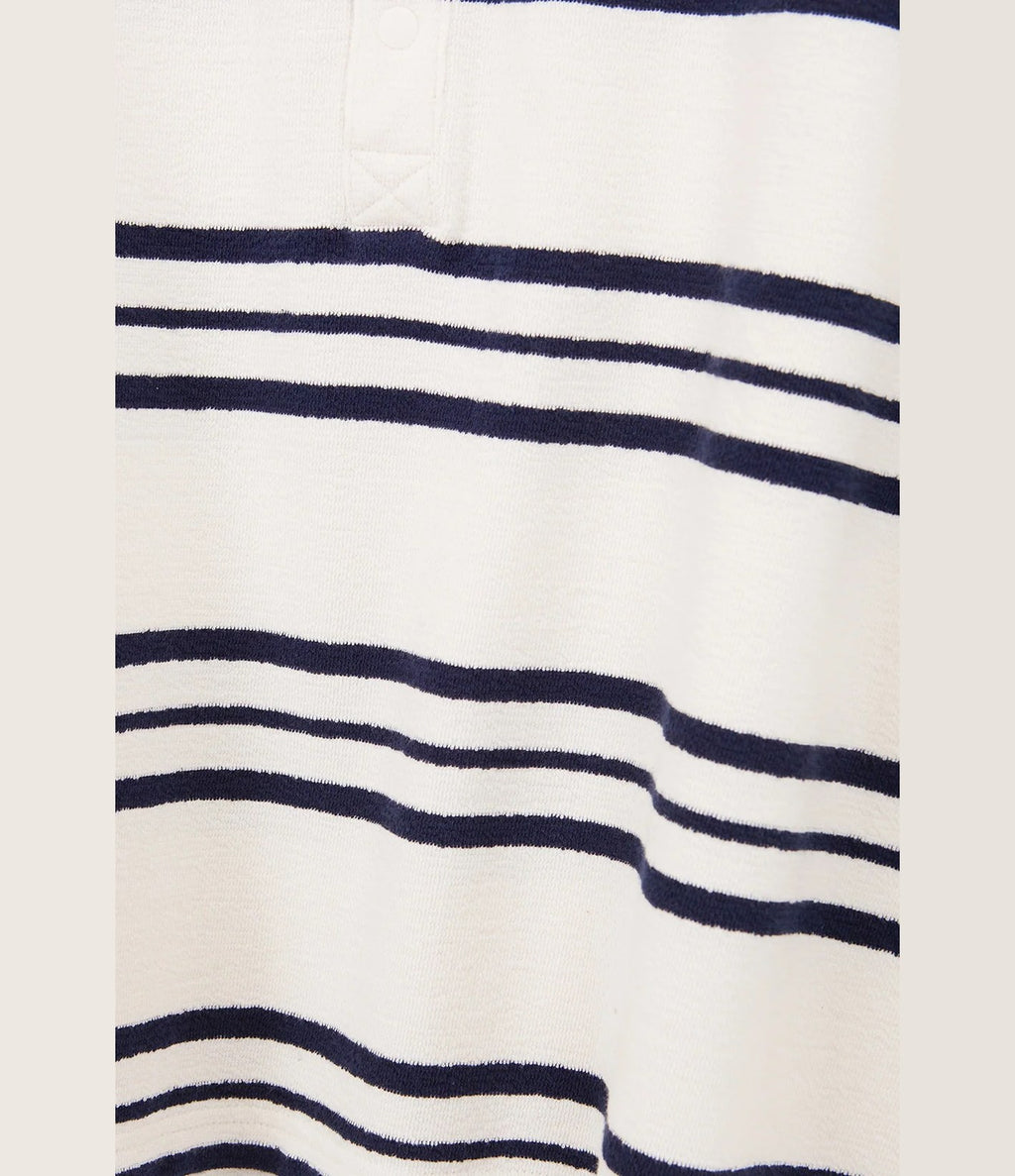 Unfeigned Long Sleeve Oversized Polo Terry Dark Navy Stripes