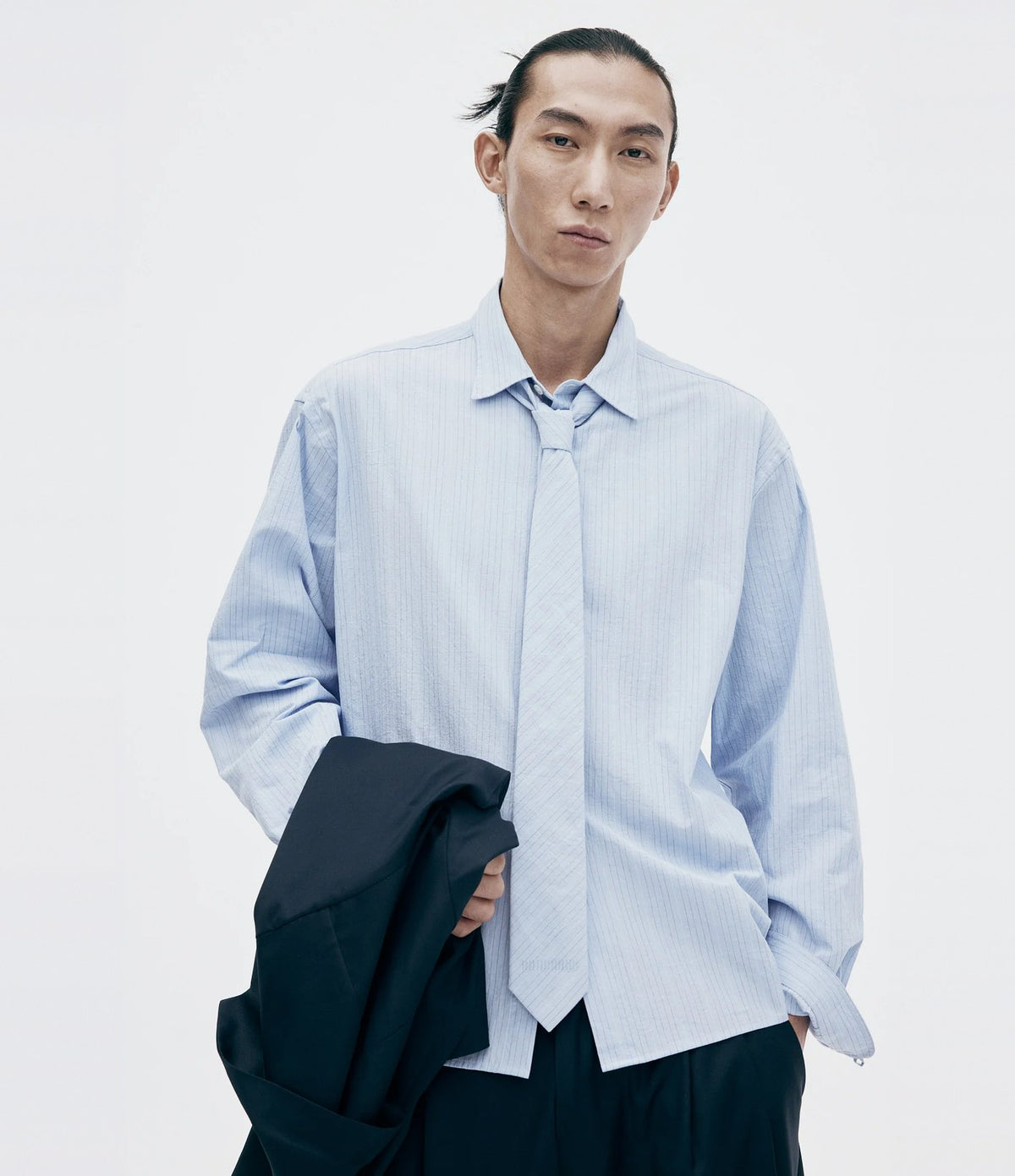 Unfeigned Long Sleeve Relaxed Shirt OC Blue and Black Stripes