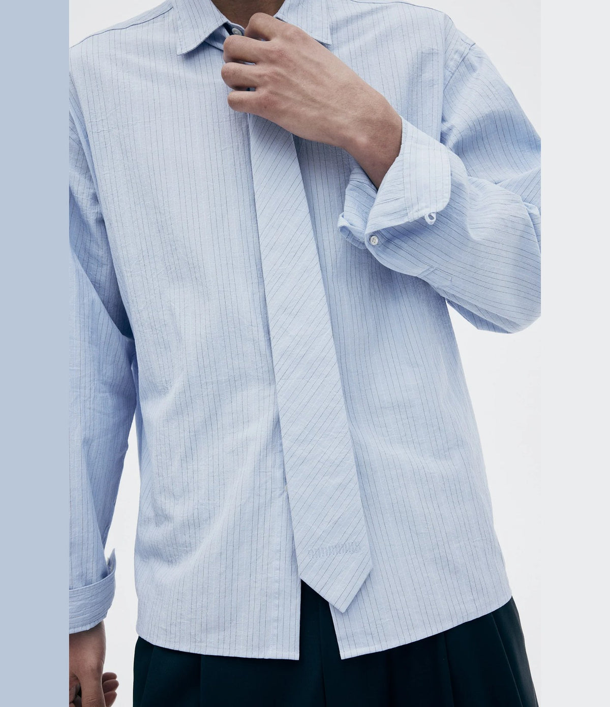 Unfeigned Long Sleeve Relaxed Shirt OC Blue and Black Stripes