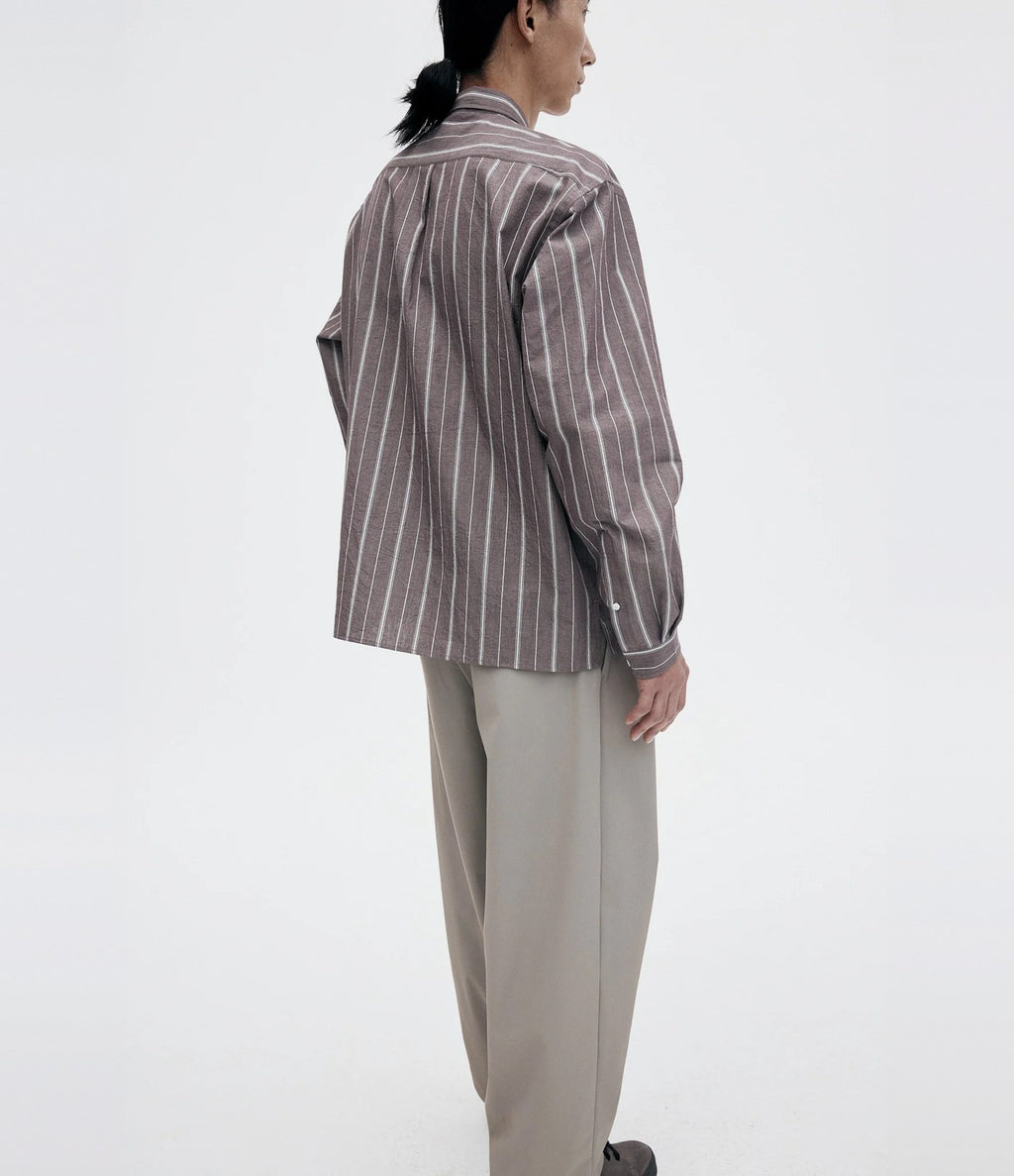 Unfeigned Long Sleeve Relaxed Shirt OC Aubergine and Raw Stripes