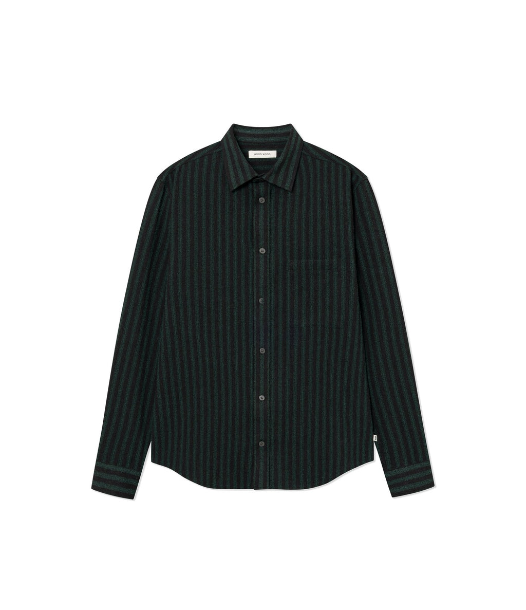 Wood Wood Carter Shirt Ultra Green Stripe