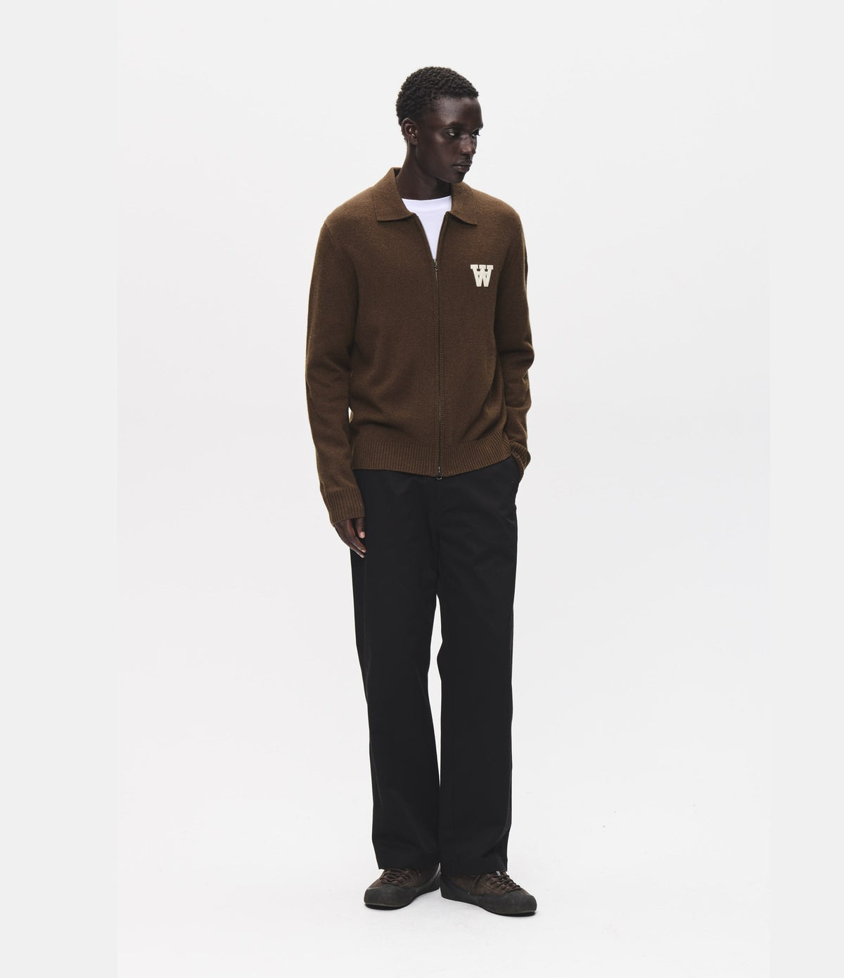 Wood Wood Tay Zip Cardigan Desert Palm