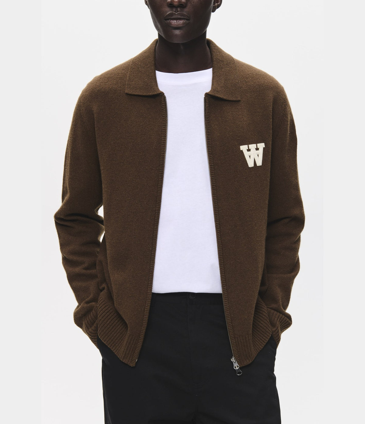 Wood Wood Tay Zip Cardigan Desert Palm